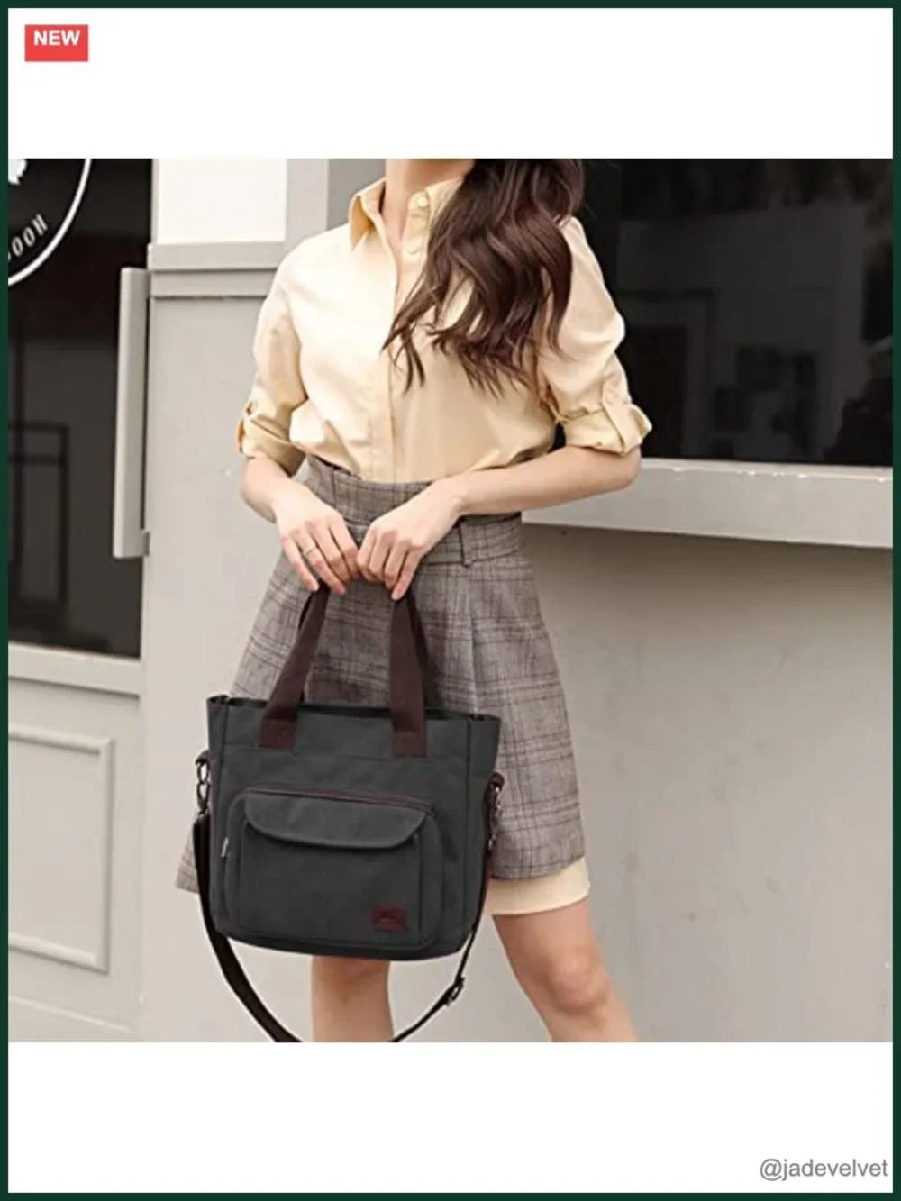 Canvas Casual Tote Bag Large Capacity Shoulder Crossbody Work Handbag